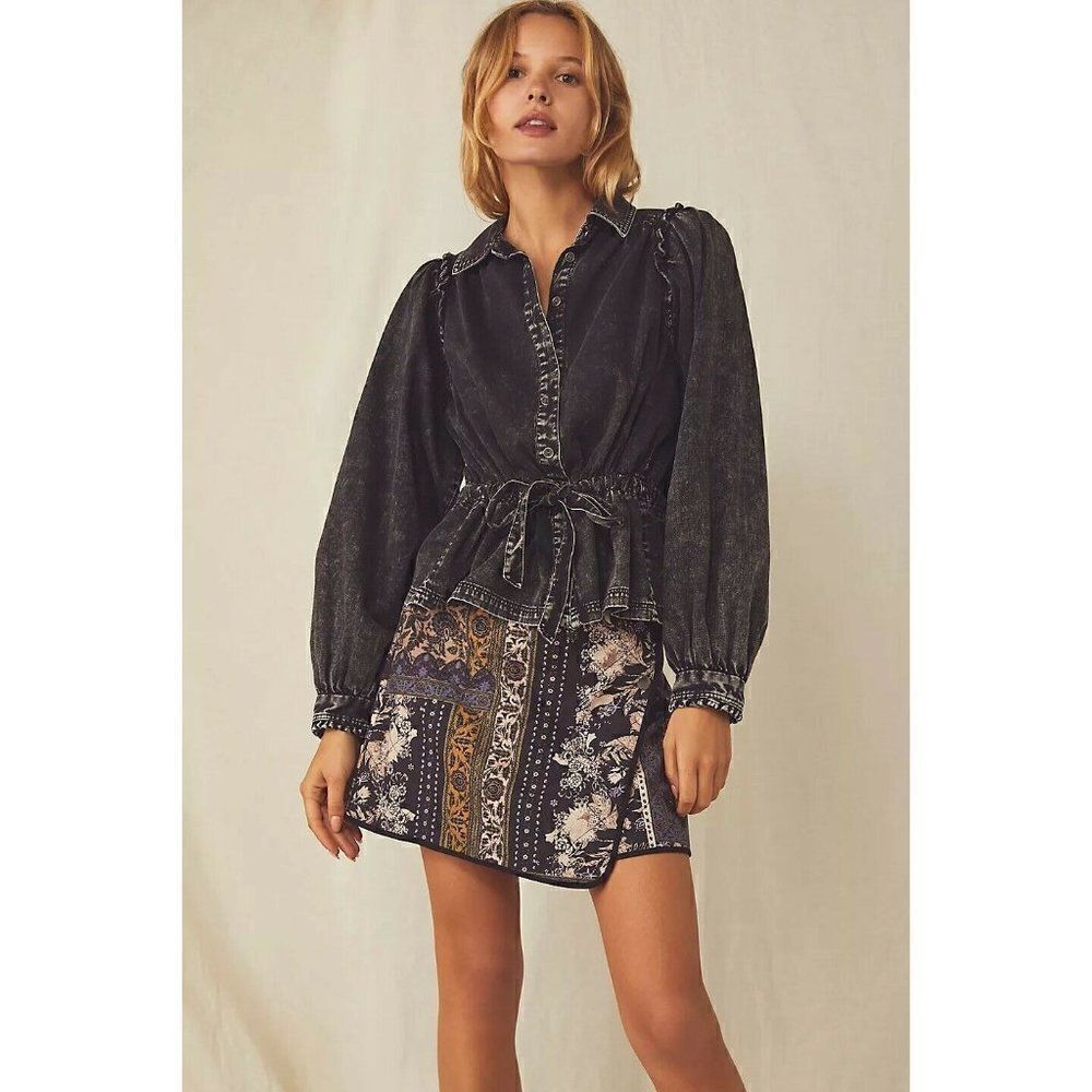NWT FREE PEOPLE Sz 6 MAD LOVE MINI WRAP SKIRT - Picture 2 of 3